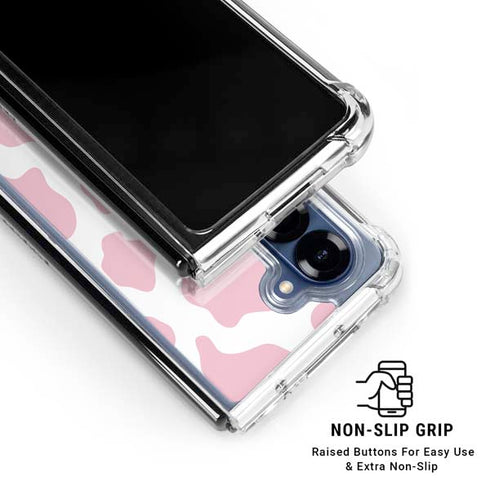 Pink Cow Print Galaxy Z Fold6 Clear Case